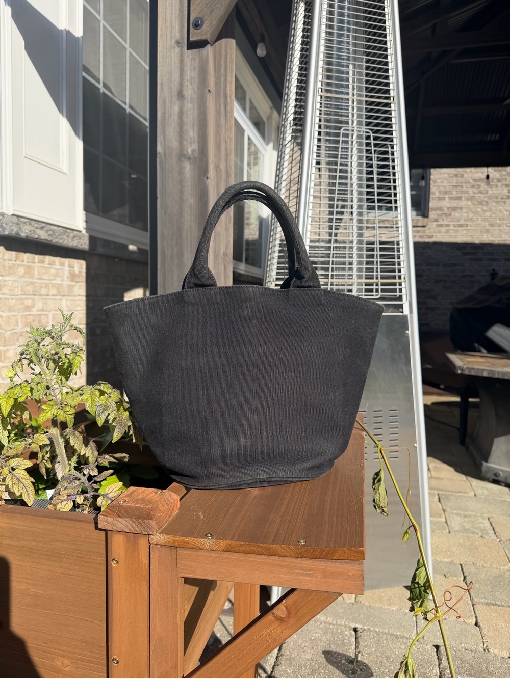 Prada Black Canvas Tote with Logo - Picture 4 of 12